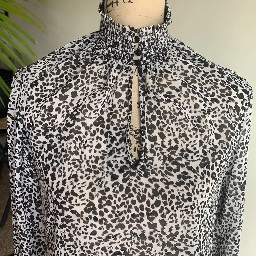 Anthropologie Bailey 44  Leopard Print Black White Dress Size 2 - Picture 6 of 12